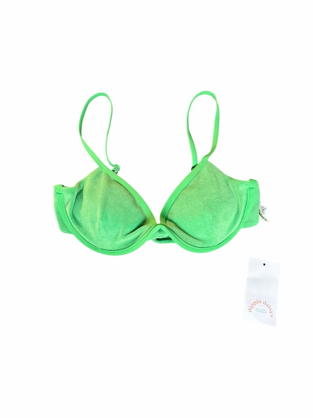 NWT Dippin Daisy’s Daphne Underwire Bikini Top Medium Pickleball Terry Green